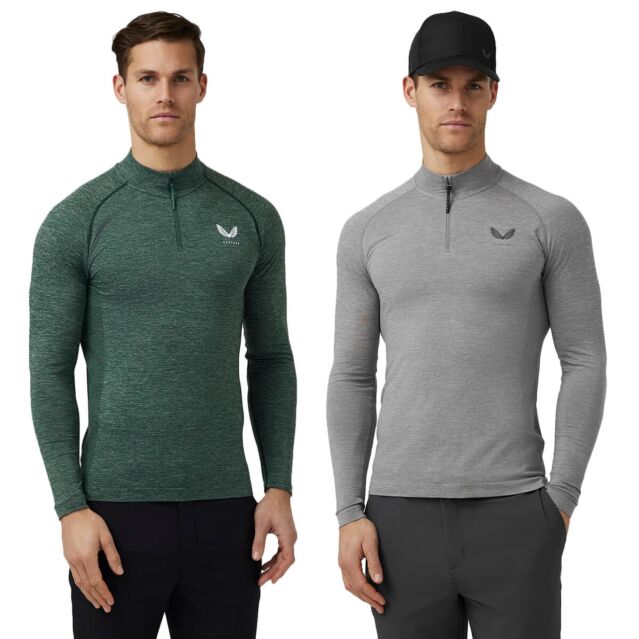 Castore Mens 2024 Body Mapped Seamless Breathable Quarter Zip Golf Sweater