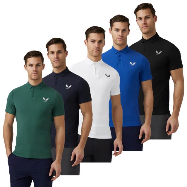 Castore Mens 2024 Essential Short Sleeve Stretch Lightweight Golf Polo Shirt
