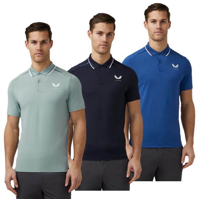 Castore Mens 2024 Short Sleeve Tech Breathable Stretch Golf Polo Shirt