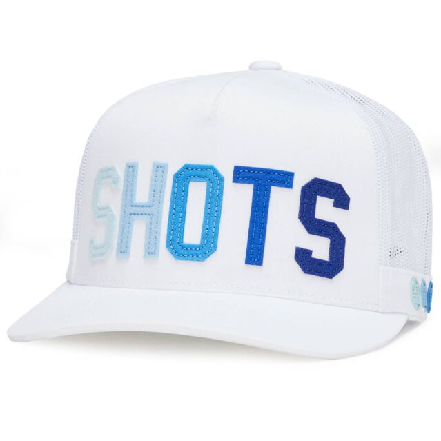 G/Fore Mens 2025 Shots Tipped Brim Interlock Knit Embroidered Trucker Golf Cap