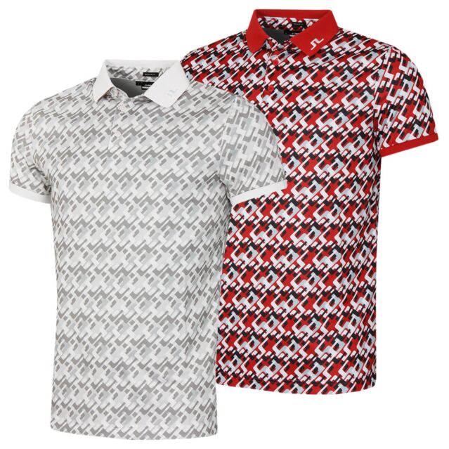 J.Lindeberg Mens KV Breathable Regular Fit Print Golf Polo Shirt