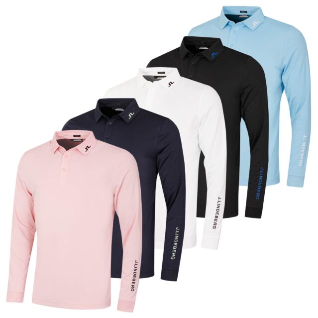 J.Lindeberg Mens Tour Tech Long Sleeve Stretch Golf Polo Shirt