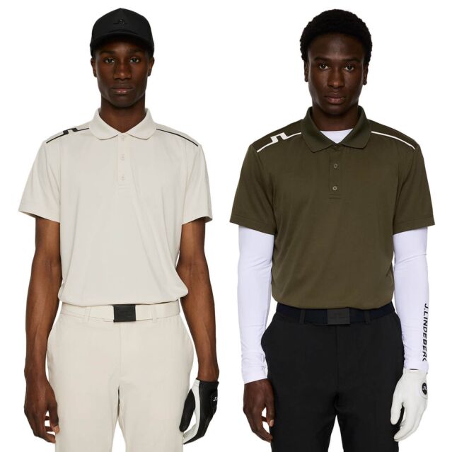 J.Lindeberg Mens Lionel Wicking 4 Way Stretch Golf Polo Shirt