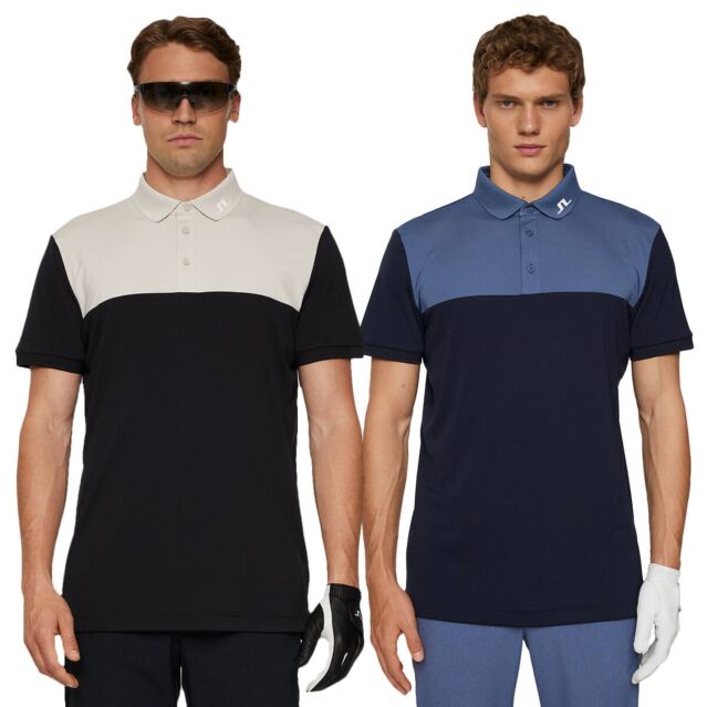 J.Lindeberg Mens Jeff Breathable Stretch Wicking Golf Polo Shirt