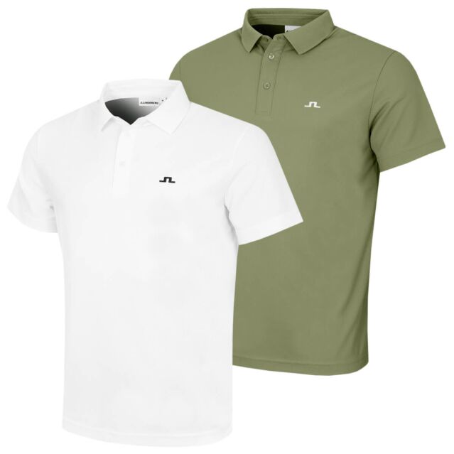 J.Lindeberg Mens Bert Solid Moisture Wicking Golf Polo Shirt