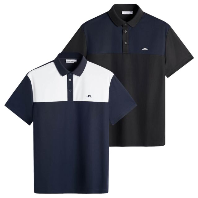 J.Lindeberg Mens Bert Colourblock Wicking Golf Polo Shirt