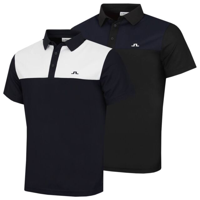 J.Lindeberg Mens Bert Colourblock Wicking Golf Polo Shirt