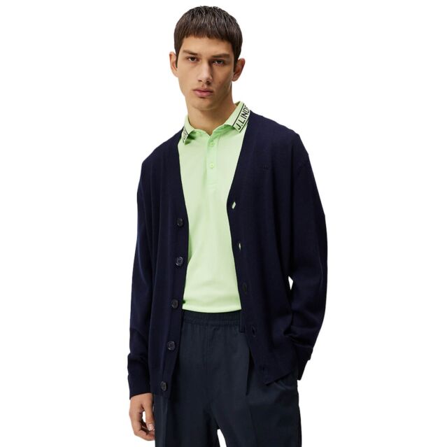 J.Lindeberg Mens Lucas Knitted Timeless Merino Wool Soft Cardigan