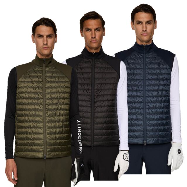 J.Lindeberg Mens Hayden Quilt Hybrid Stretch Soft Golf Vest