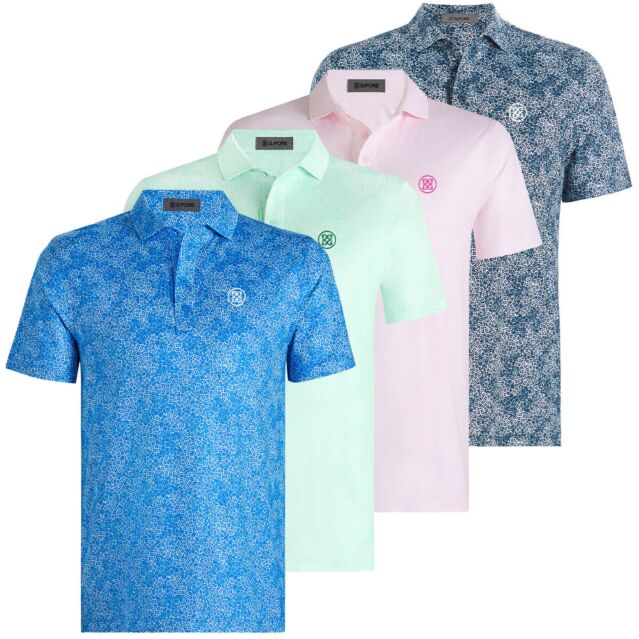 G/Fore Mens 2025 Hydrangea Tech Jersey Moisture Wicking Stretch Golf Polo Shirt