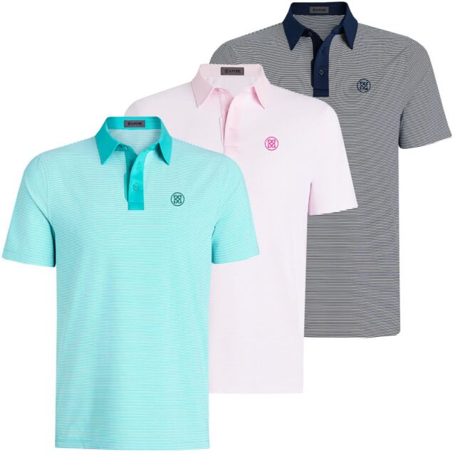 G/Fore Mens 2025 Feeder Stripe Fine Tech Jersey 4-Way Stretch Golf Polo Shirt