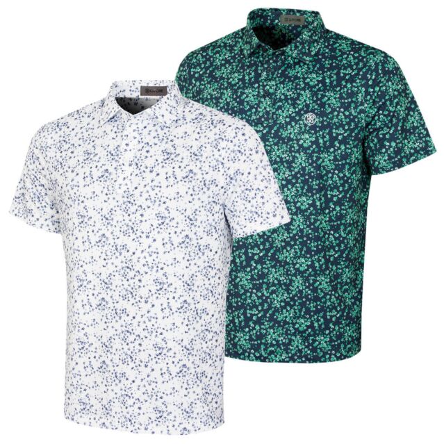 G/Fore Mens Scattered Ditzy Tech Jersey Wicking Stretch Golf Polo Shirt