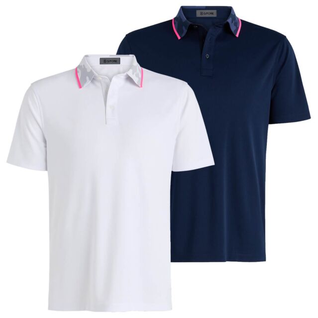 G/Fore Mens Camo Collar Performance Pique Wicking Stretch Golf Polo Shirt