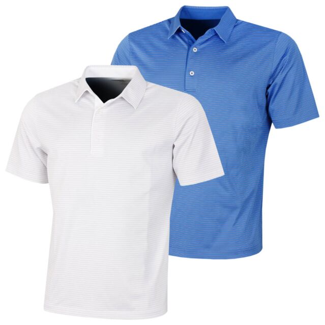 Greg Norman Mens Protek Microlux 2Below Stripe Wicking Golf Polo Shirt