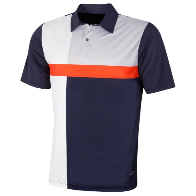 Greg Norman Mens Lab ML75 Block Moisture Wicking UPF 50+ Golf Polo Shirt