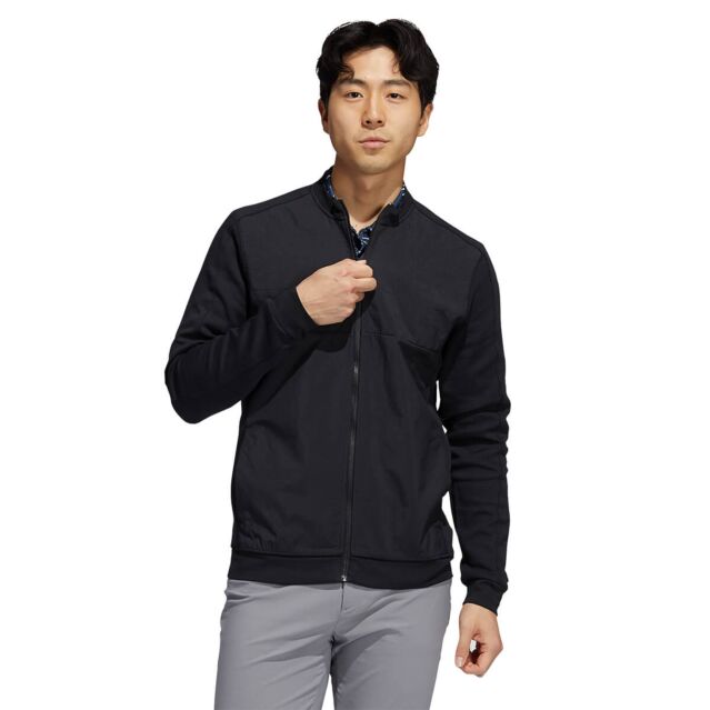 adidas Golf Mens Go-To Padded Quilted Full Zip Crew Neck Sweater