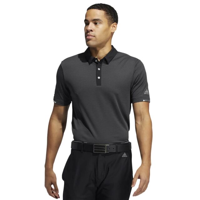 adidas Golf Mens Heat.RDY Microstripe Breathable Side Slits Polo Shirt