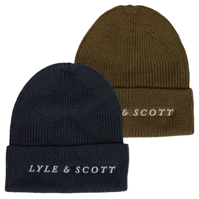 Lyle & Scott Mens Ribbed Wool Blend Warm 1 Size Fits All Golf Beanie Hat