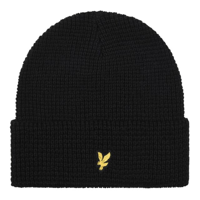 Lyle & Scott Unisex Waffle 100% Cotton Golden Eagle Branded Beanie Hat