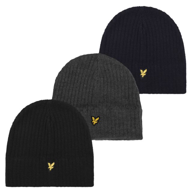 Lyle & Scott Mens Knitted Ribbed Classic Cosy Warm Winter Beanie Hat