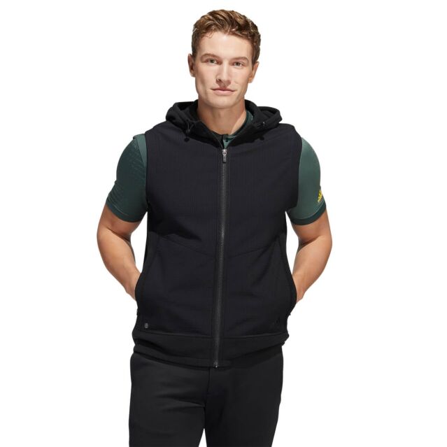 adidas Golf Mens Sleeveless Primegreen Full Zip Vest Hoodie