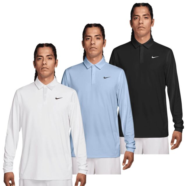 Nike Mens 2026 Dri-Fit Good Velocity Long Sleeve Solid Wicking Golf Polo Shirt