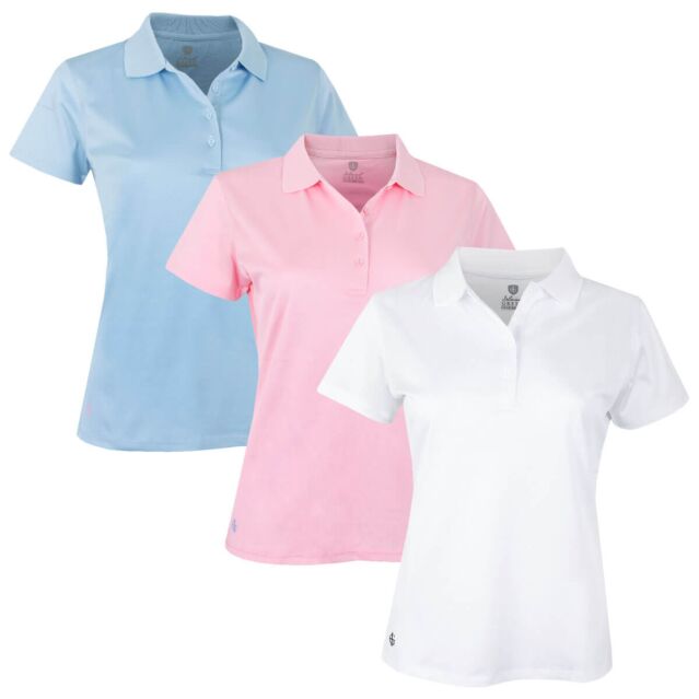 Island Green Womens Golf Plain Flatlock Stitch 2 Way Stretch Polo Shirt