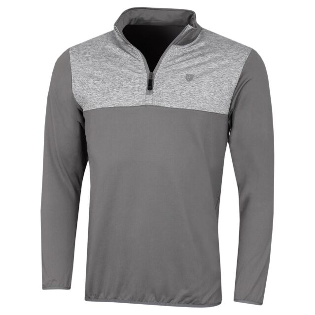 Island Green Mens Golf Contrast Yoke Zip Neck Mid Layer Sweater