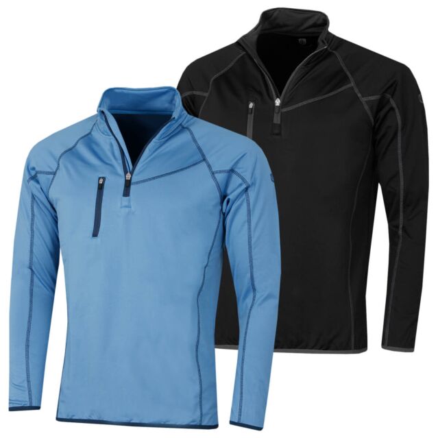 Island Green Mens Zip Neck Moisture Wicking Golf Sweater