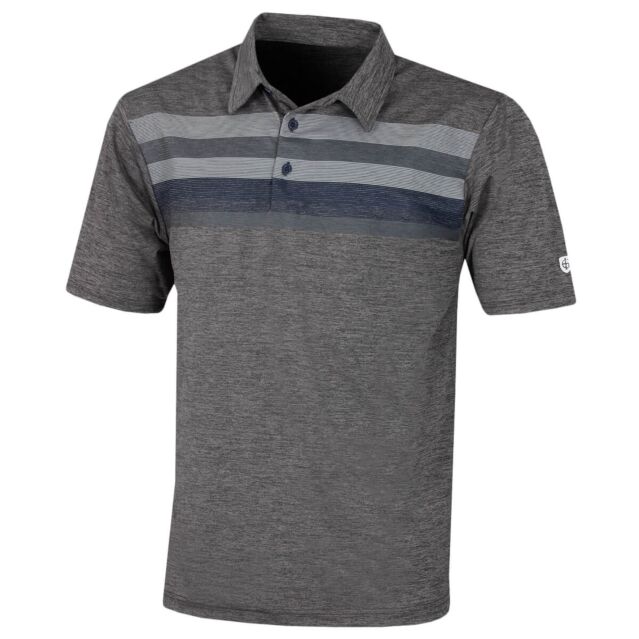 Island Green Mens Yard Dyed Marl Stripe Golf Polo Shirt