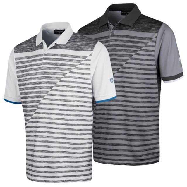 Island Green Mens Asymmetric Print Stretch Golf Polo Shirt