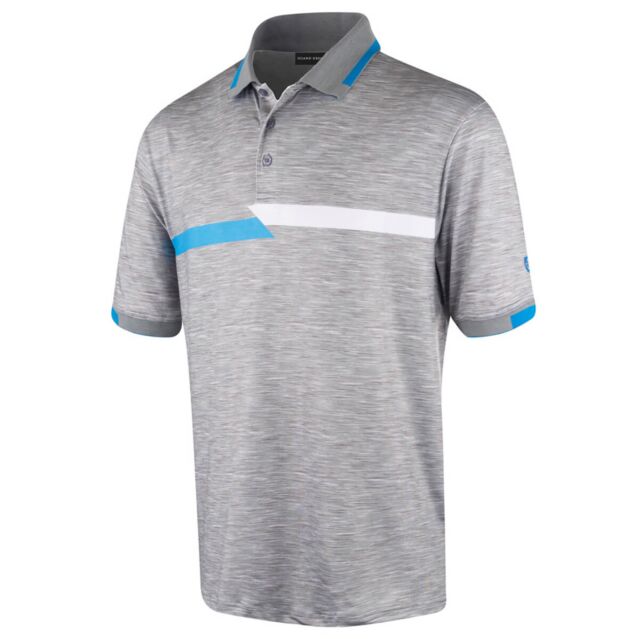 Island Green Mens Chest Stripe Quick Dry Golf Polo Shirt