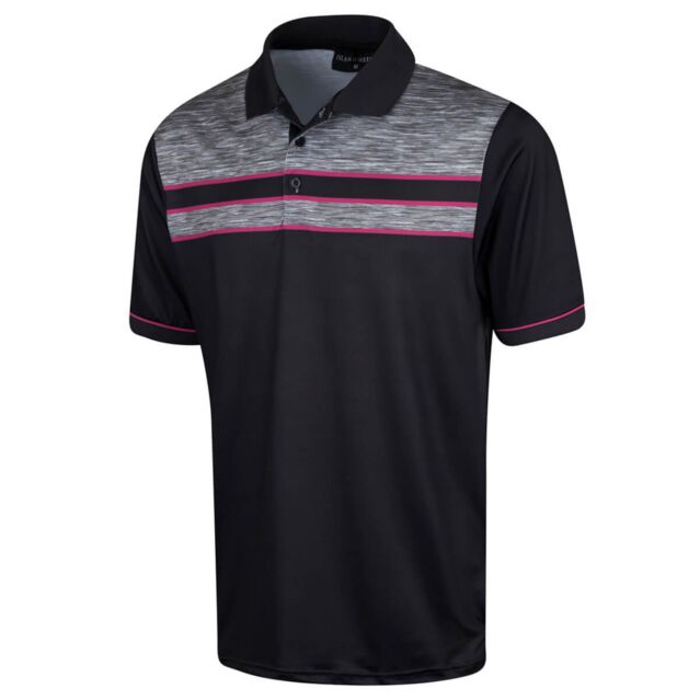 Island Green Mens Chest Panel Breathable Golf Polo Shirt