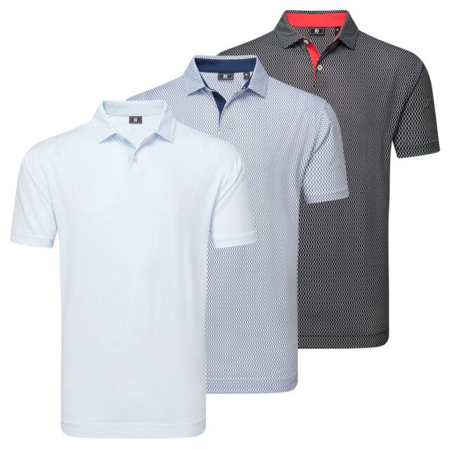 Footjoy Mens 2025 Irongate Print Lisle ProDry Moisture Wicking Golf Polo Shirt
