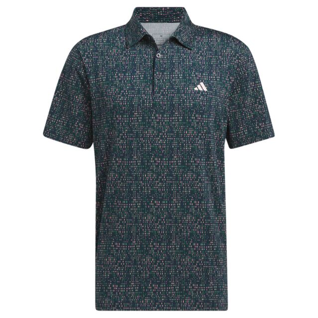 adidas Golf Mens ULT365 Power Grid Print Sustainable 3 Button Polo Shirt