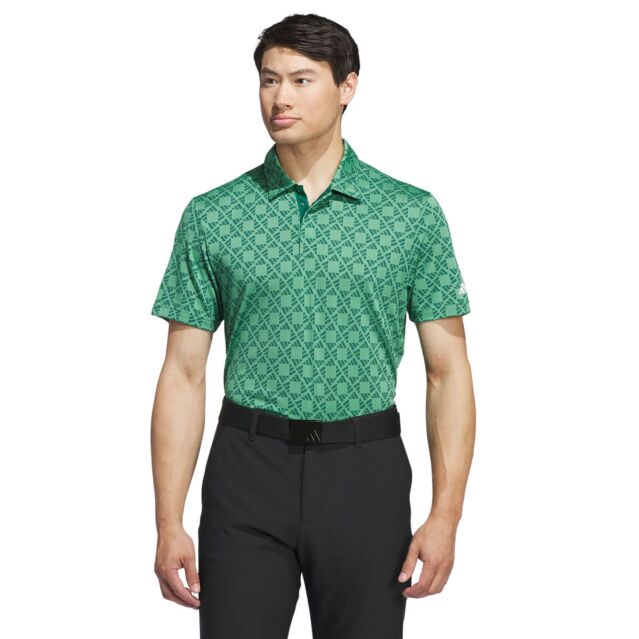 adidas Golf Mens U365T HEAT.RDY UPF 50+ Jacquard 3 Button Polo Shirt
