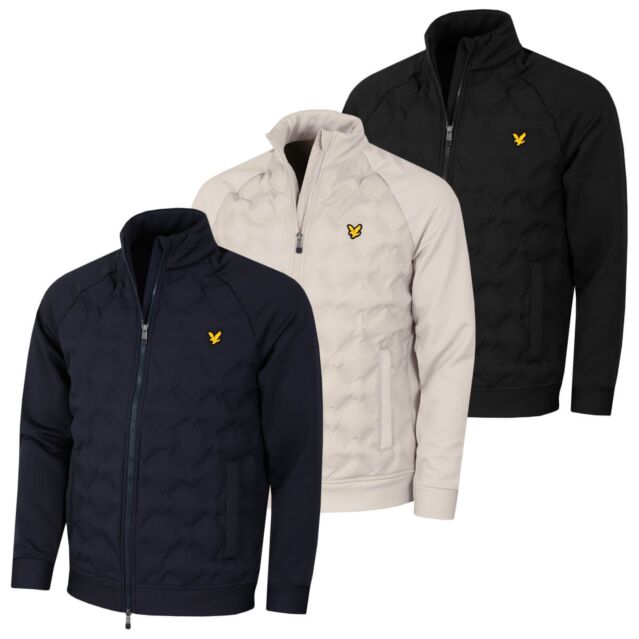 Lyle & Scott Mens Check Quilt Back Fleece Side Pockets Eagle Logo Jacket