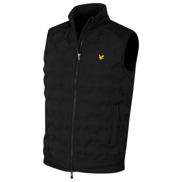 Lyle & Scott Mens Check Quilt Back Fleece Golden Eagle Logo Golf Gilet