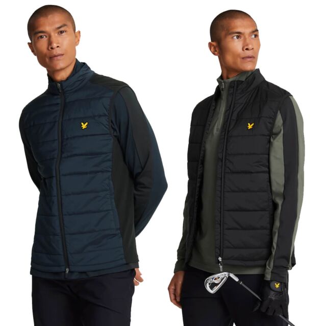 Lyle & Scott Mens Wadded Stretch Fabric Windproof Zip Pockets Golf Gilet