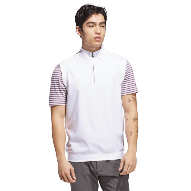 adidas Golf Mens Ultimate365 1/4 Zip Stretch Sustainable Classic Vest