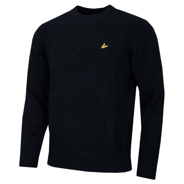 Lyle & Scott Mens Waffle Knit Cotton Blend Crew Neck Golf Sweater