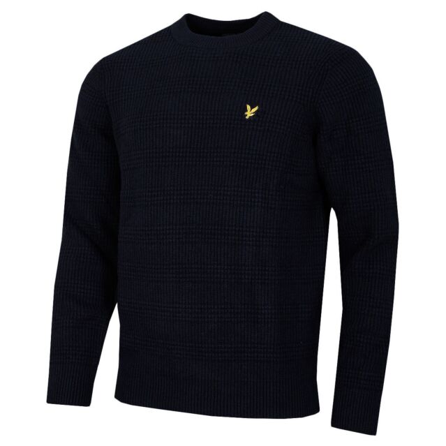 Lyle & Scott Mens Waffle Knit Cotton Blend Crew Neck Golf Sweater
