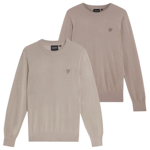 Lyle & Scott Mens 2025 Tonal Eagle Merino Crew Neck Breathable Jumper Sweater