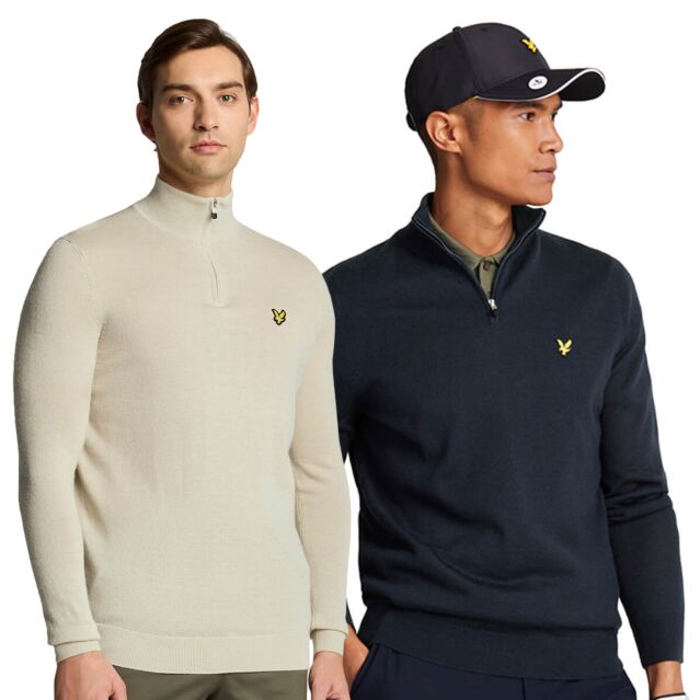 Lyle & Scott Mens 2025 Golf Quarter Zip Merino Moisture Wicking Jumper Sweater