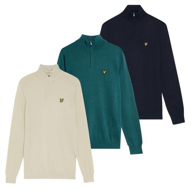 Lyle & Scott Mens 2025 Golf Quarter Zip Merino Moisture Wicking Jumper Sweater
