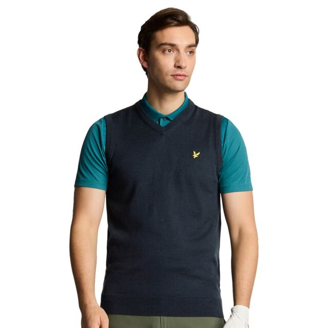 Lyle & Scott Mens 2025 Merino Blend Knitted Stylish Timeless Golf V-Neck Vest
