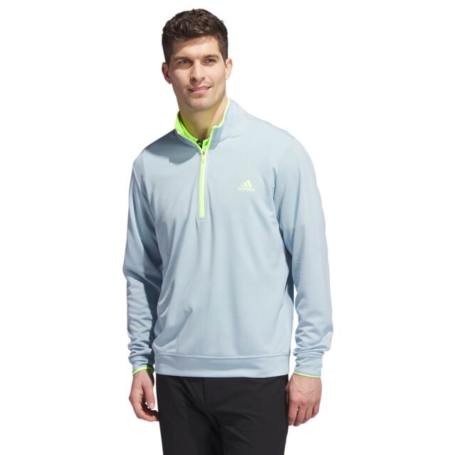 adidas Golf Mens Lightweight Quarter Zip Left Chest UPF 50+ Sweater