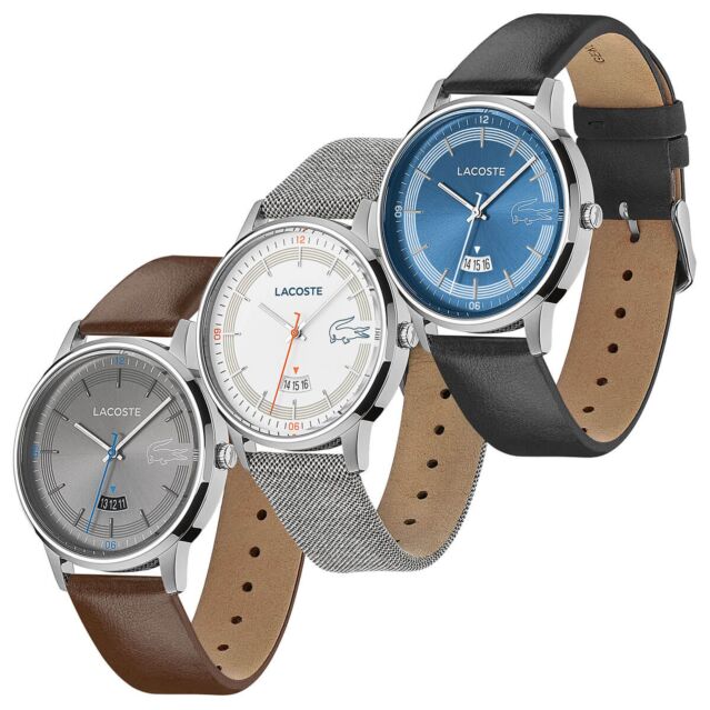 Lacoste Madrid Water Resistant Date Crocodile Stainless Steel Case Watch