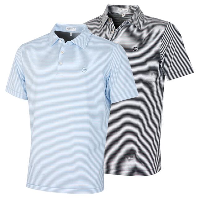 Peter Millar Mens 2025 Stripe Stretch Wicking 4 Way Golf Jersey Polo Shirt