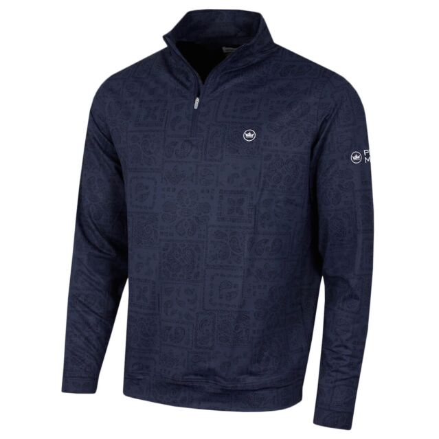 Peter Millar Mens Perth Delos Paisley Performance Quarter-Zip Sweater